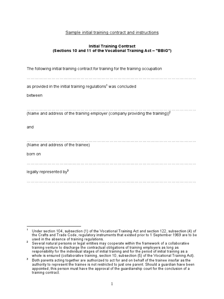 Initial Training Contract Template Germany | PDF | Employment ...