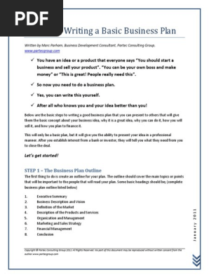 1 7 Steps To Writing A Basic Business Plan Business Plan - 