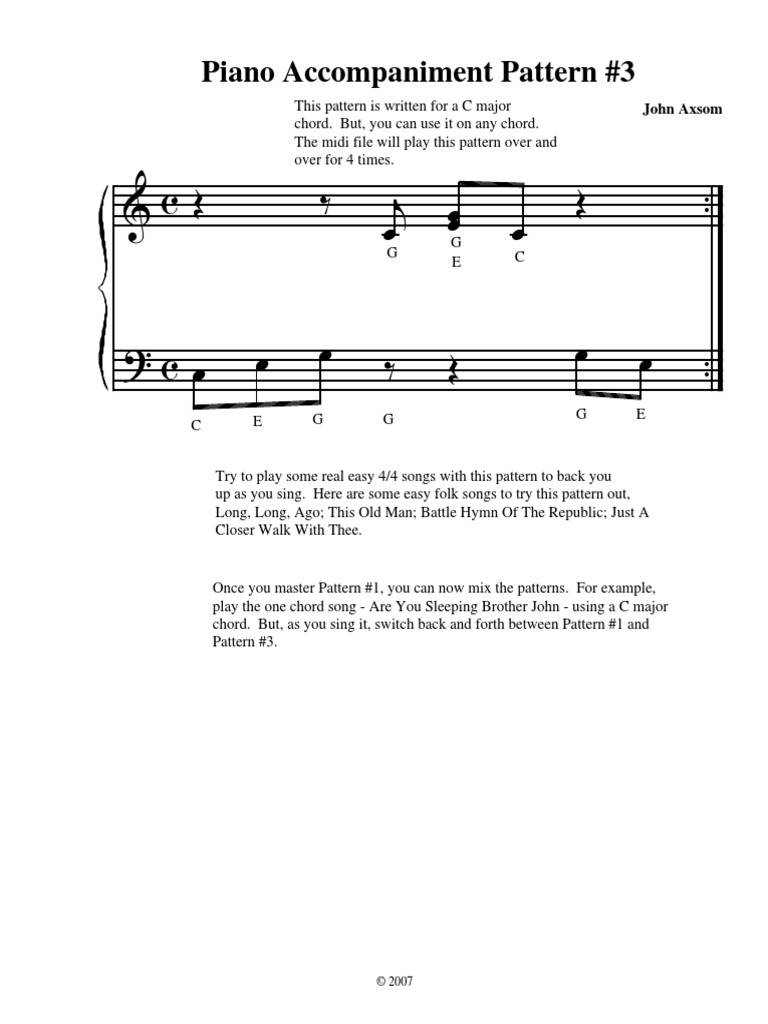 Piano Pattern 3 John Axsom PDF