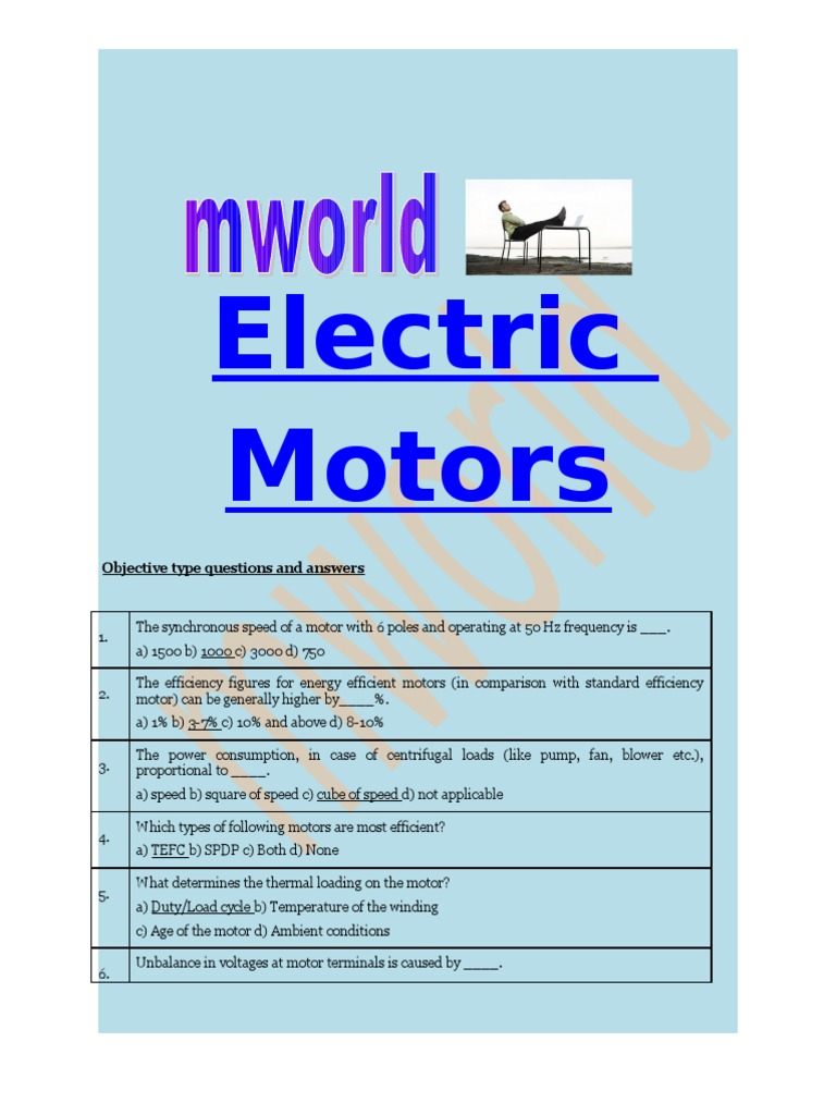 Electric Motor Q&A: Efficiency & Types | PDF | Engines | Physical ...