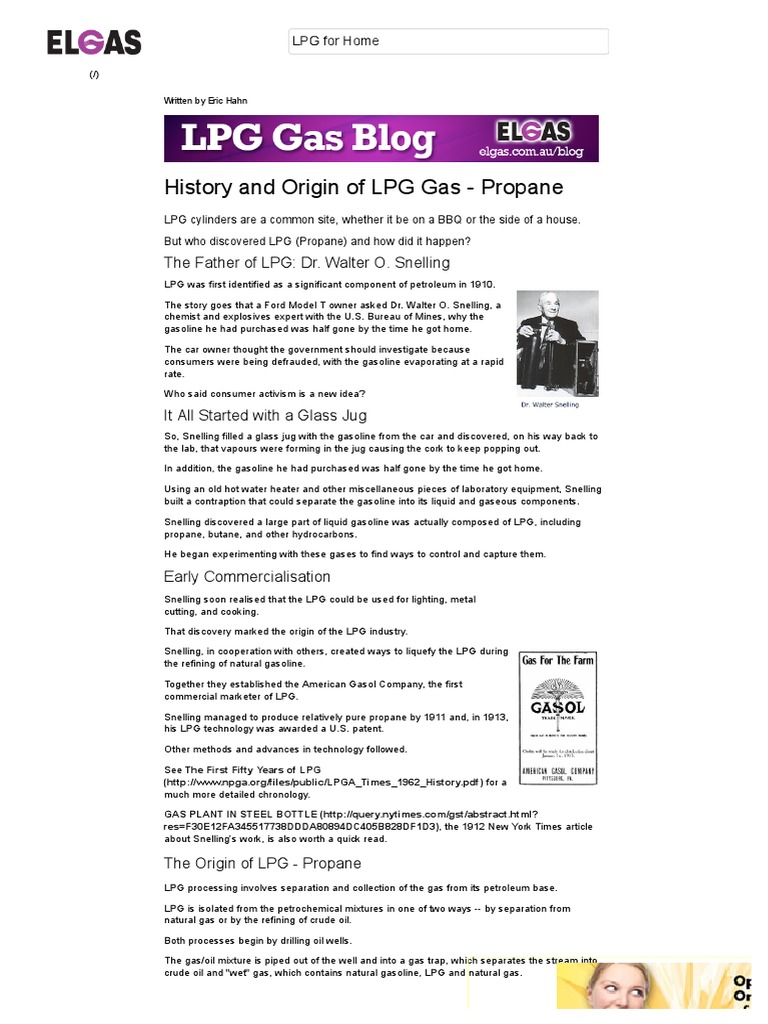 History of LPGPropane Who Invented or Discovered It & When Origin