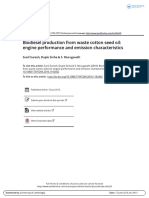 Biodiesel Production From Waste Cotton Seed Oil: Engine Performance and Emission Characteristics