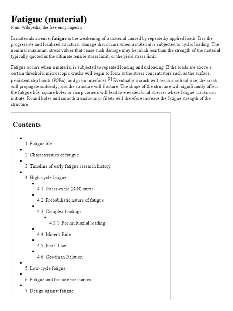Fatigue Metal Pdf Fatigue Material Solid Mechanics