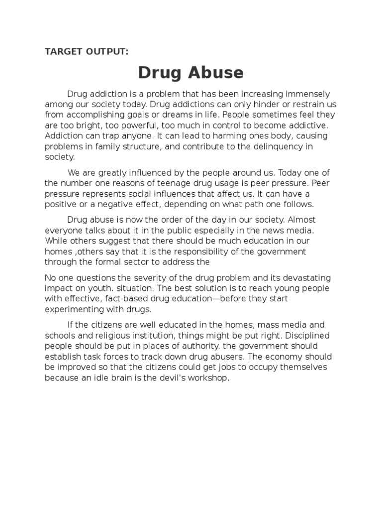 drug abuse and crime essay