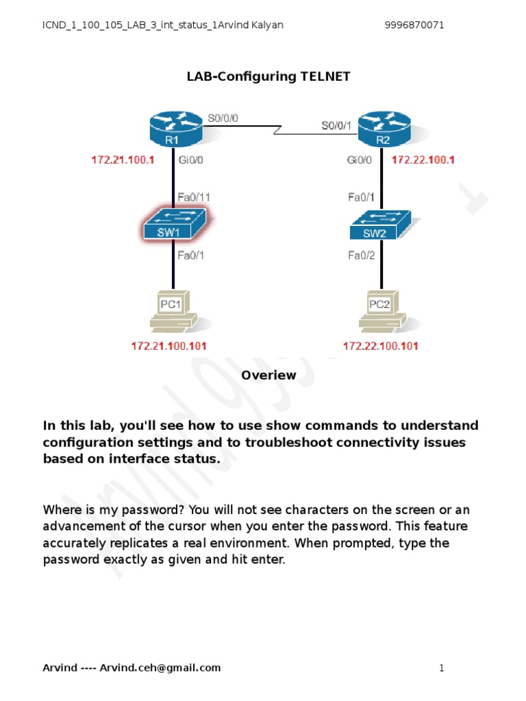 Configuring TELNET and Interface Status | PDF | Teaching Methods ...