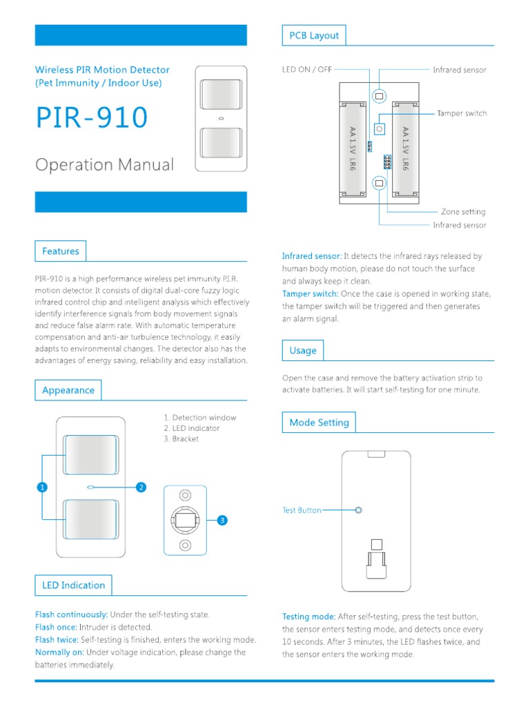 Manual PIR 910 | PDF