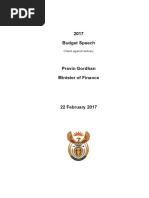 Finance Minister Pravin Gordhan's 2017 Budget Speech