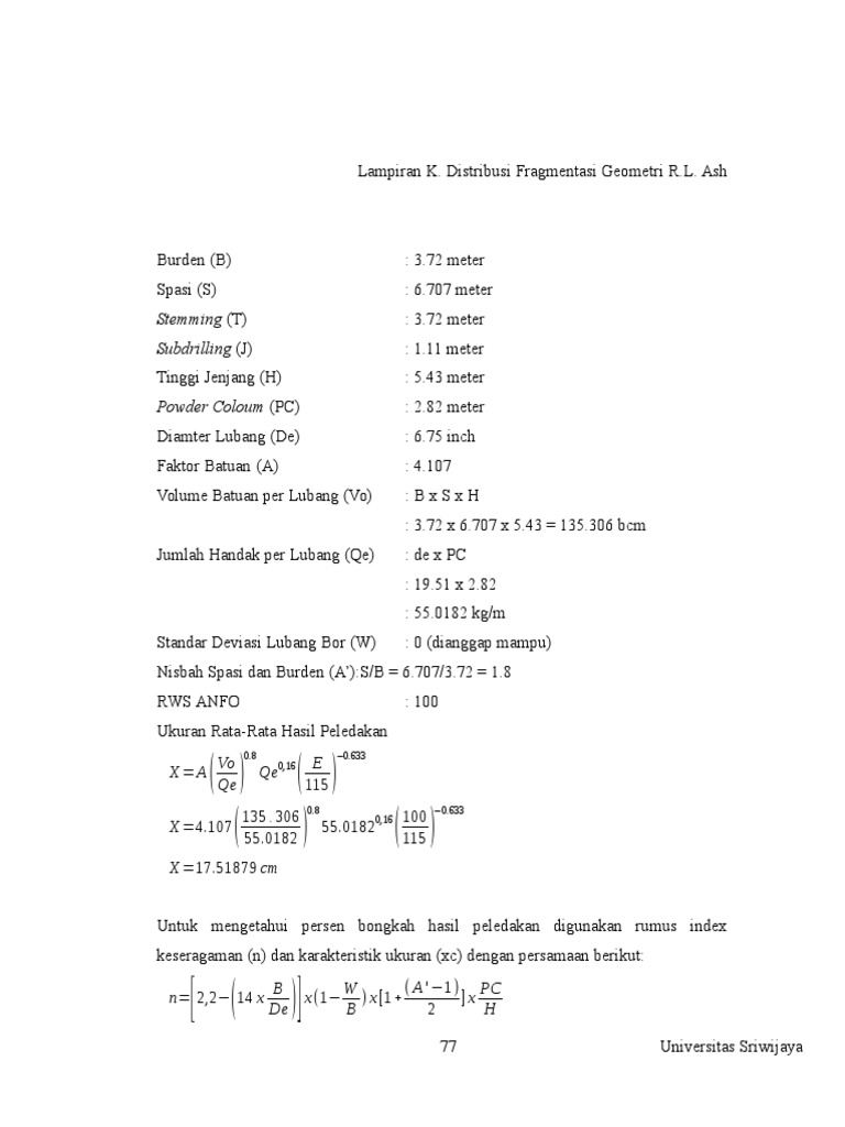 Rumus Geometri Peledakan R.L. Ash | PDF