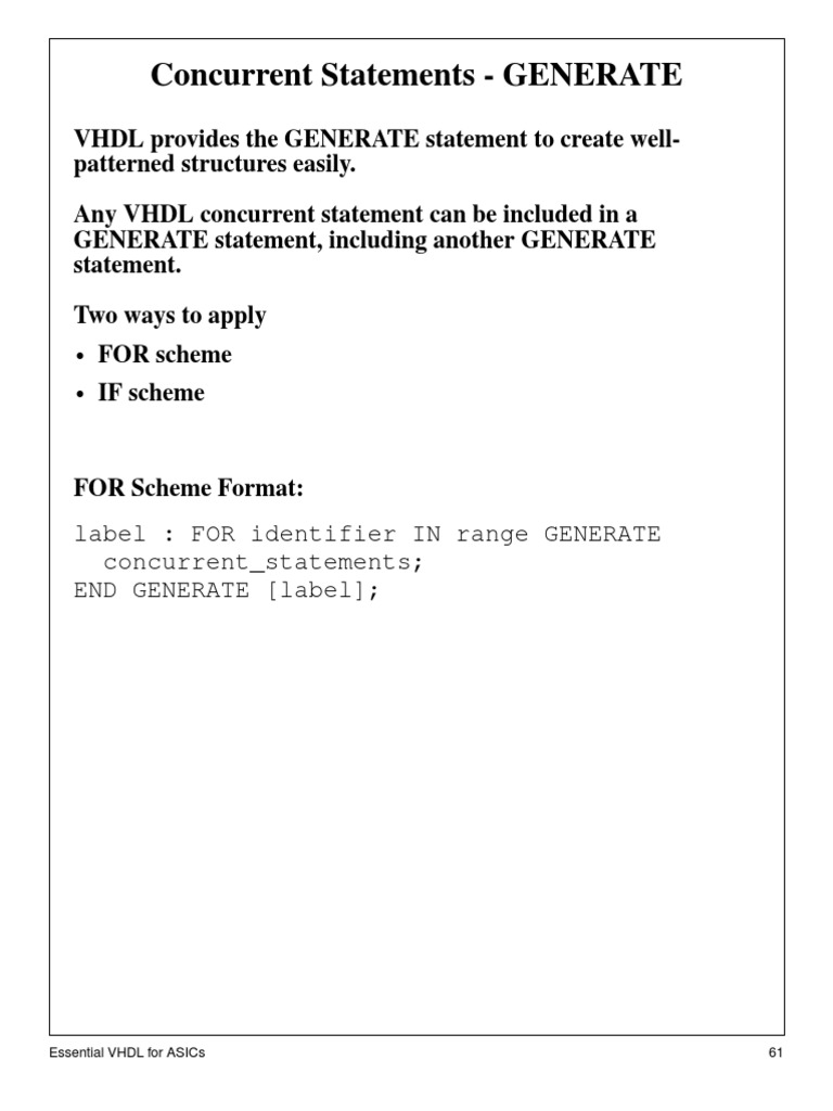 VHDL GENERATE Statement Explained | PDF | Vhdl | Hardware Description ...
