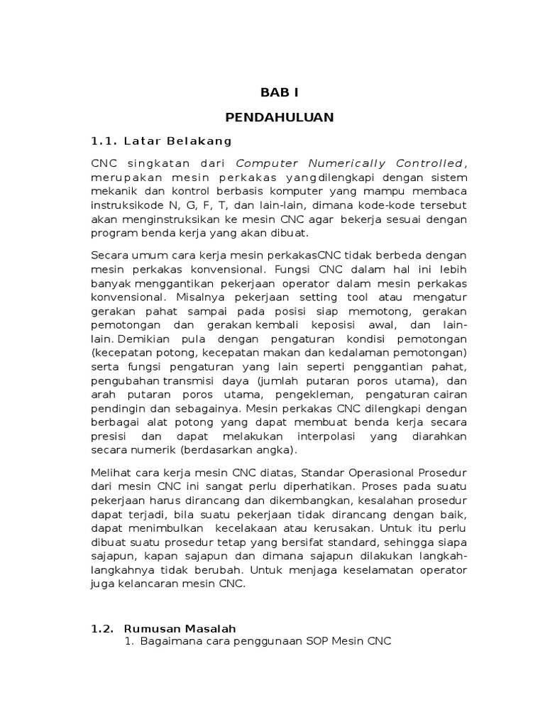 Makalah K3 Keselamatan Kerja Mesin Cnc