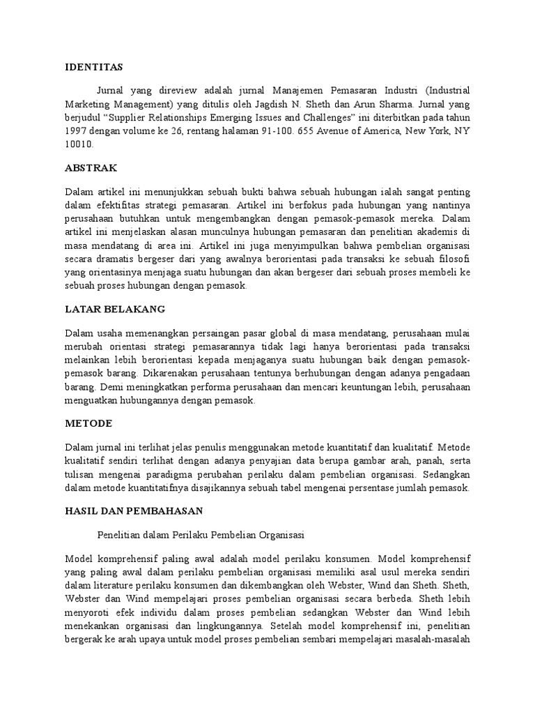 Review Jurnal Manajemen Pemasaran