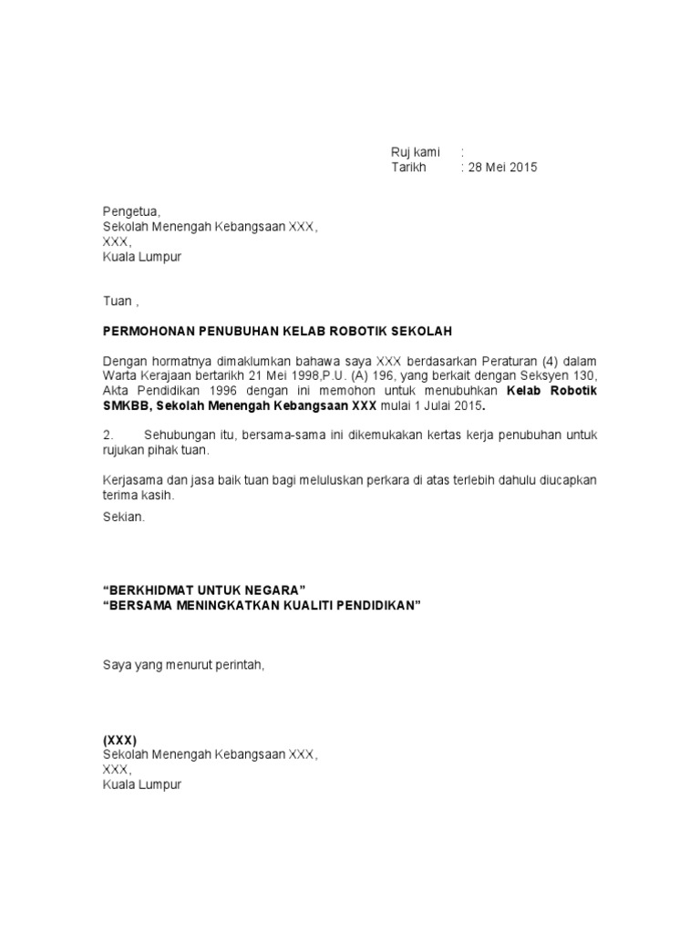 Contoh Surat Permohonan Penubuhan Persatuan Pdf