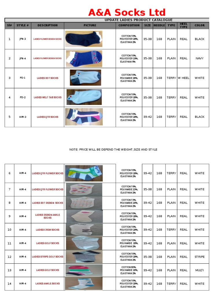 SOCKS Product Catalogue Update PDF Sock Textiles
