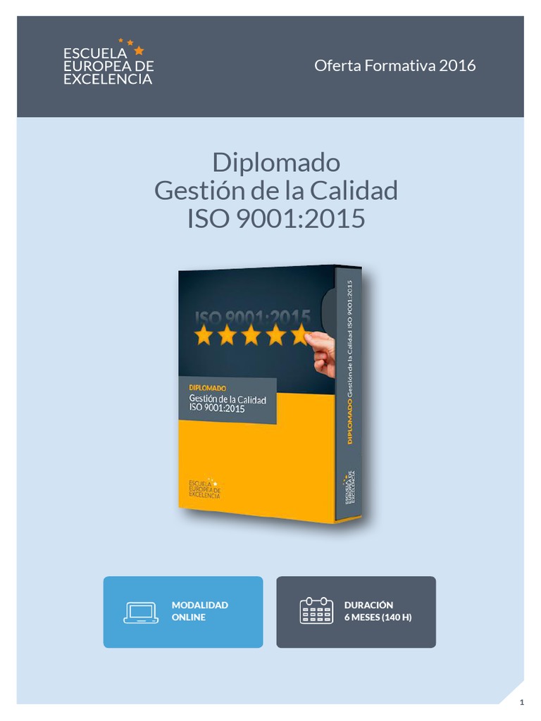 Diplomado en Gestión de Calidad ISO 9001 | PDF | Organización ...