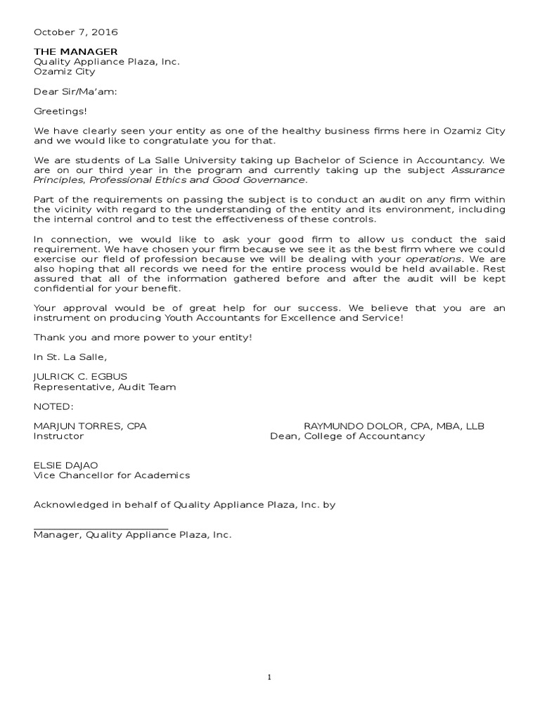 Audit Request to Quality Appliance Plaza | PDF | Certified Public ...