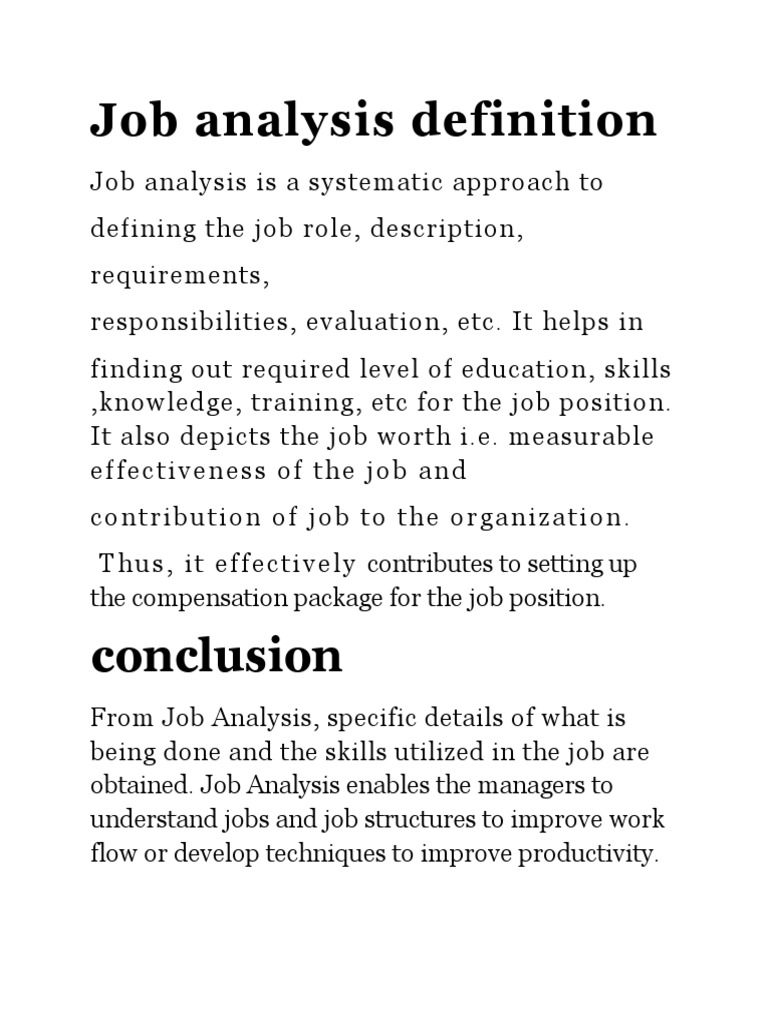 WHAT IS JOB ANALYSIS IN SIMPLE WORDS intelligence overview