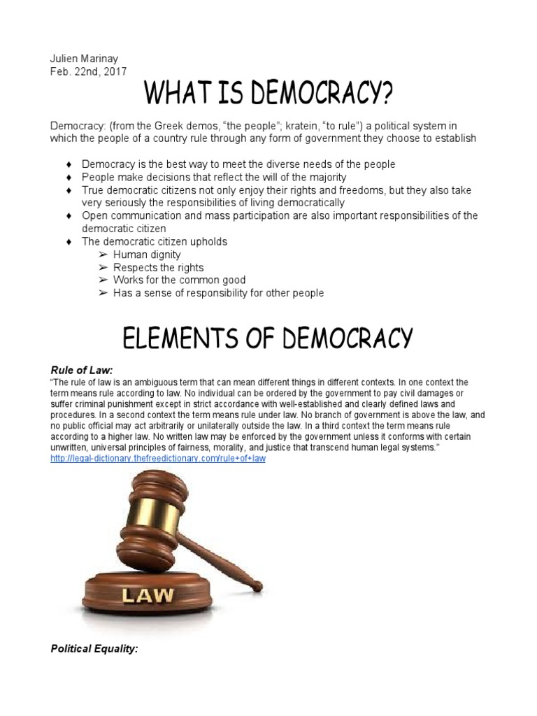 elements of democracy Democracy Rights