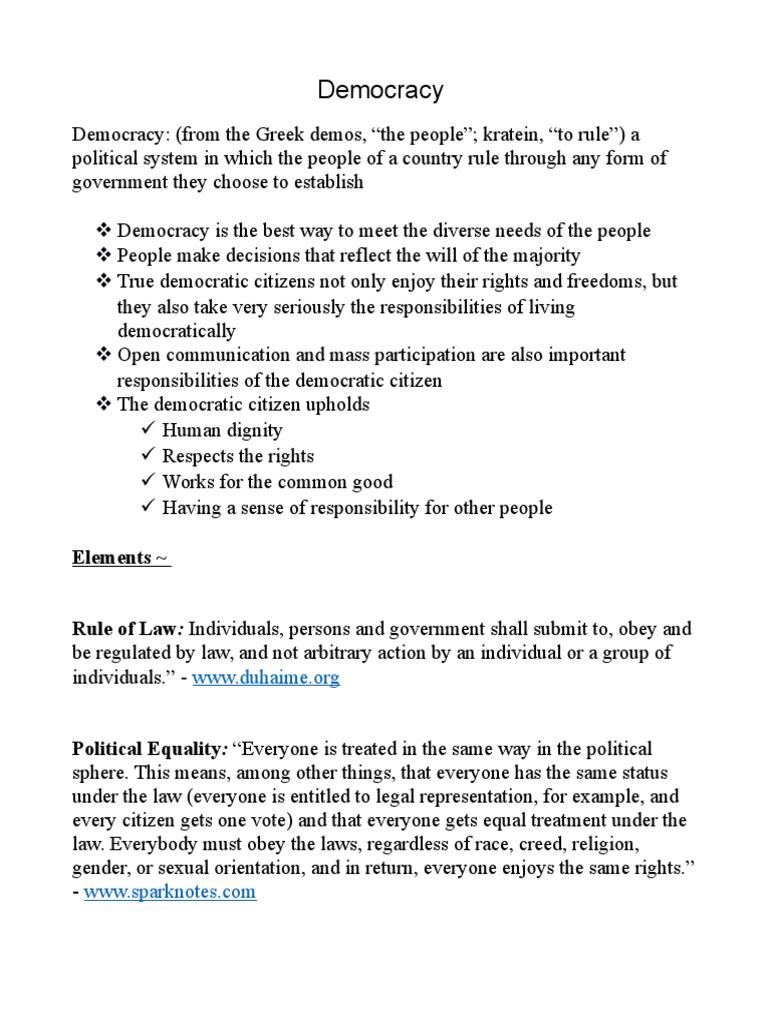 Elements of Democracy and Equality | PDF | Politics