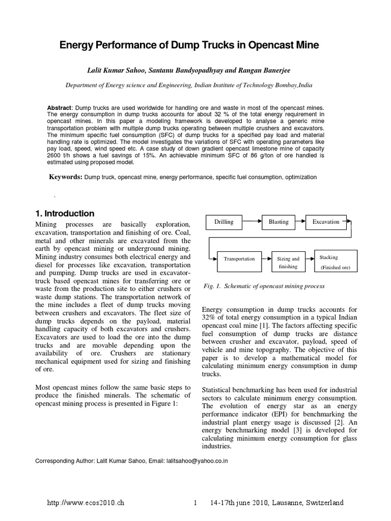 Energy Optimization for Dump Trucks in Mining | PDF | Truck | Fuel ...
