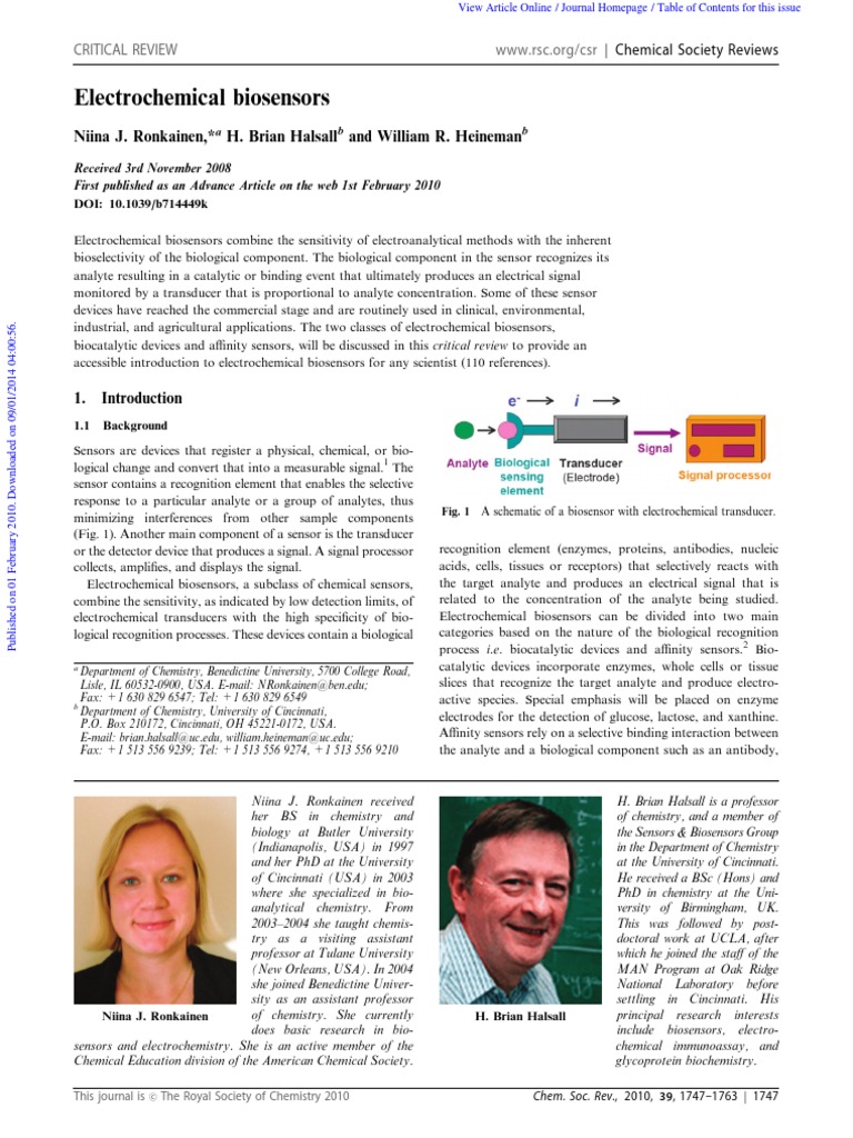 Electrochemical Bio Sensors 2010 | PDF | Biosensor | Sensor