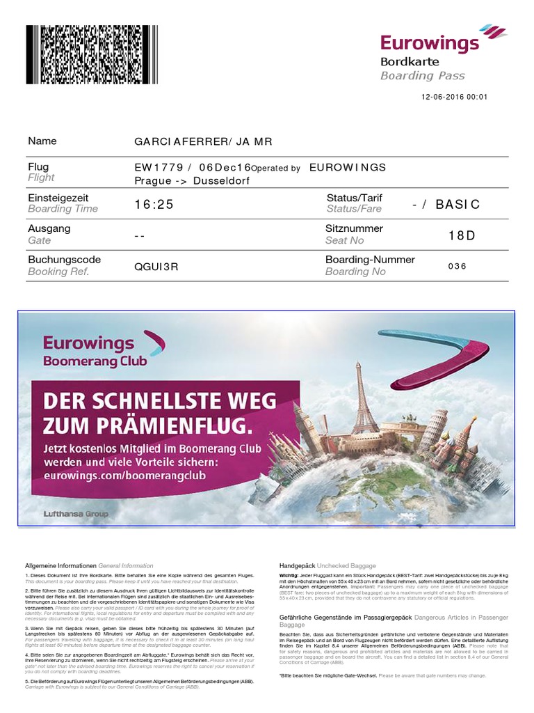 Eurowings Bordkarte QGUI3R  PDF