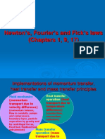 Newton's, Fourier's and Fick's laws: momentum, heat and mass transfer