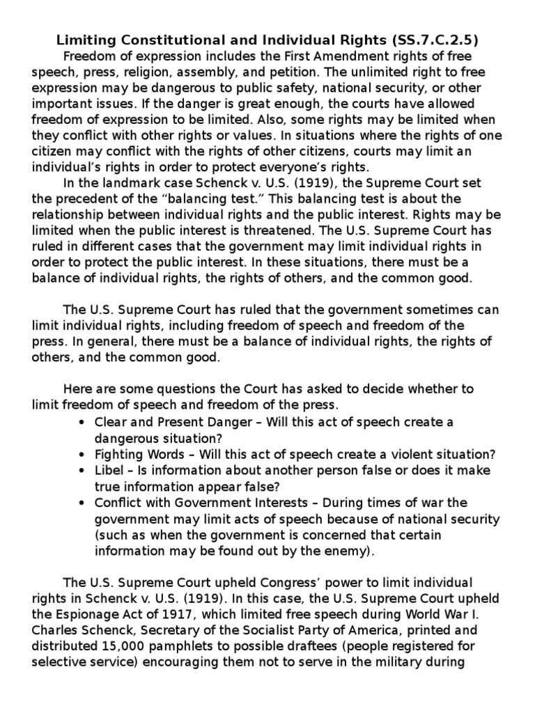 Limiting Rights 2 5 Article | PDF | First Amendment To The United ...