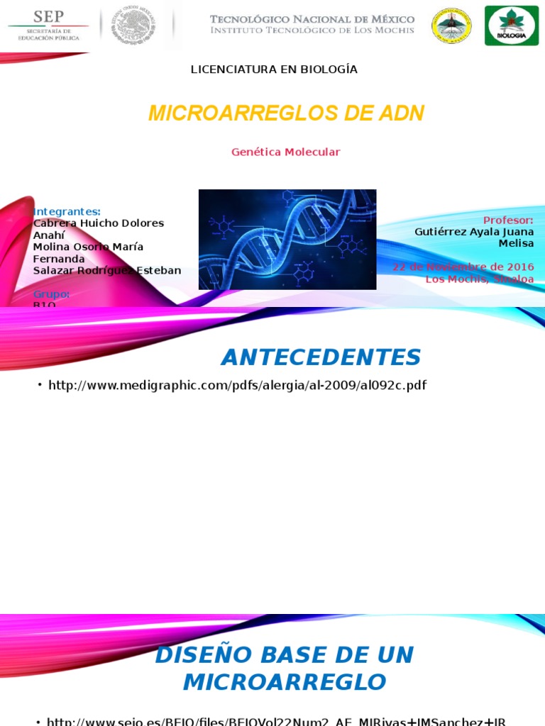 Microarreglos de ADN Cabrera Molina | PDF | Adn Microarray | Nucleótidos