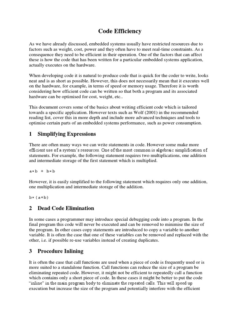 Code Efficiency: 1 Simplifying Expressions | PDF | Control Flow ...
