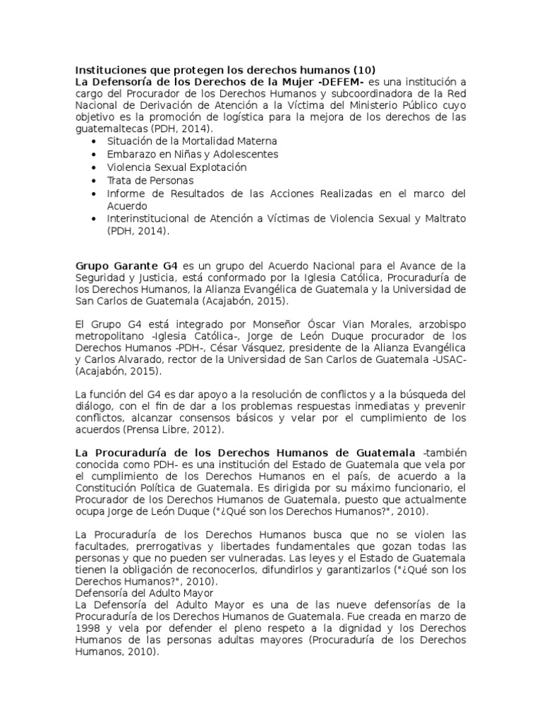 Instituciones Que Protegen Los Derechos Humanos | PDF | Política ...