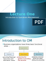 Lecture One: Introduction To Operations Management