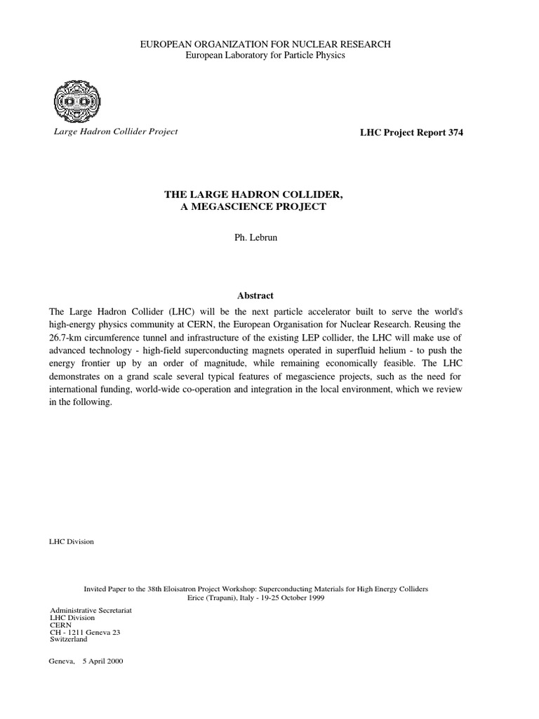 LHC Project Report 374 PDF | PDF | Large Hadron Collider | Particle ...