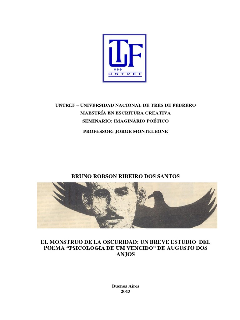 Un Breve Estudo Del Poema Psicologia de Um Vencido de Augusto Dos Anjos