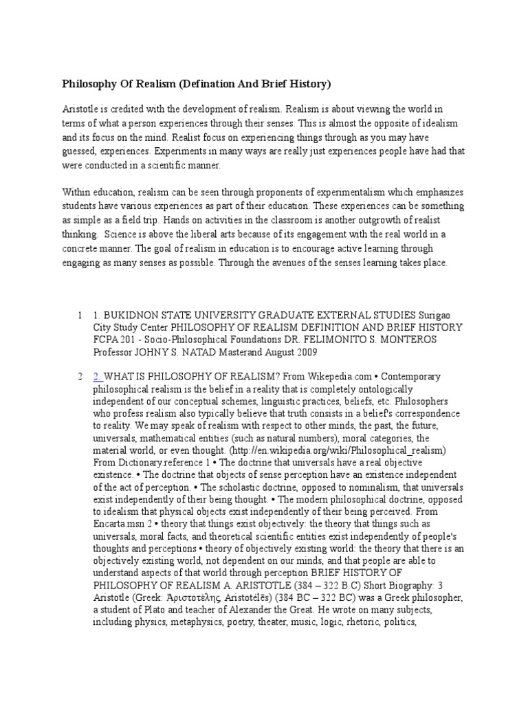 Realism philosophy of education pdf image