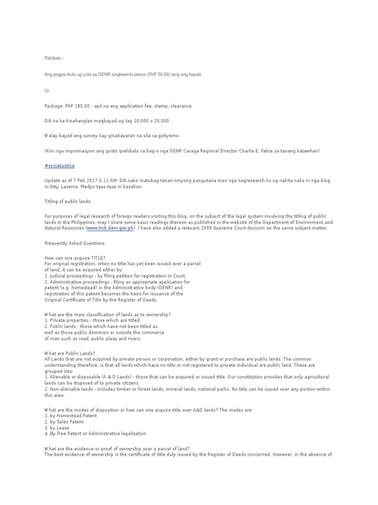 Land Title Ownership Patent Application
