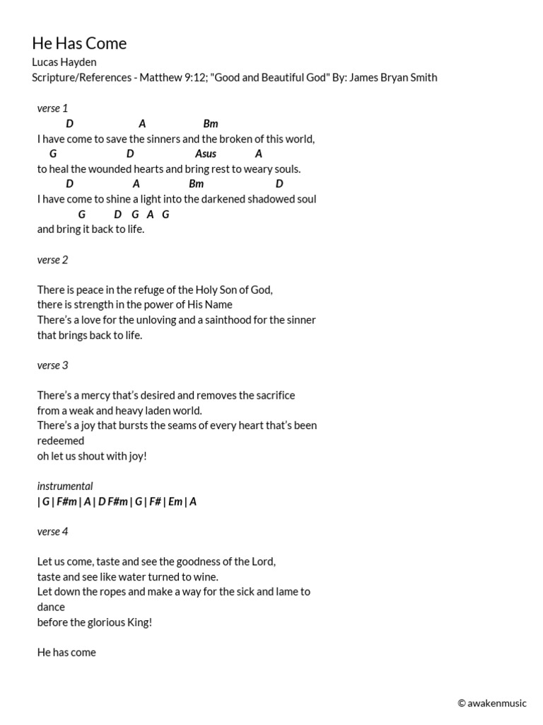 he-has-come-verse-1-pdf
