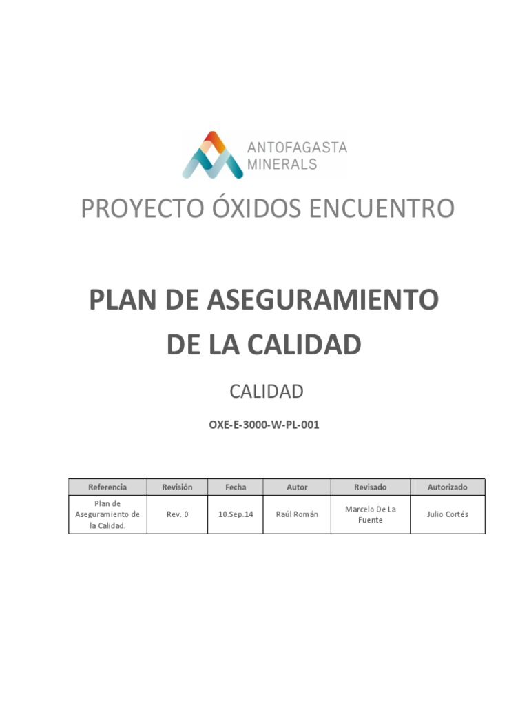 Plan de Aseguramiento de La Calidad | PDF | Gestión de la calidad ...
