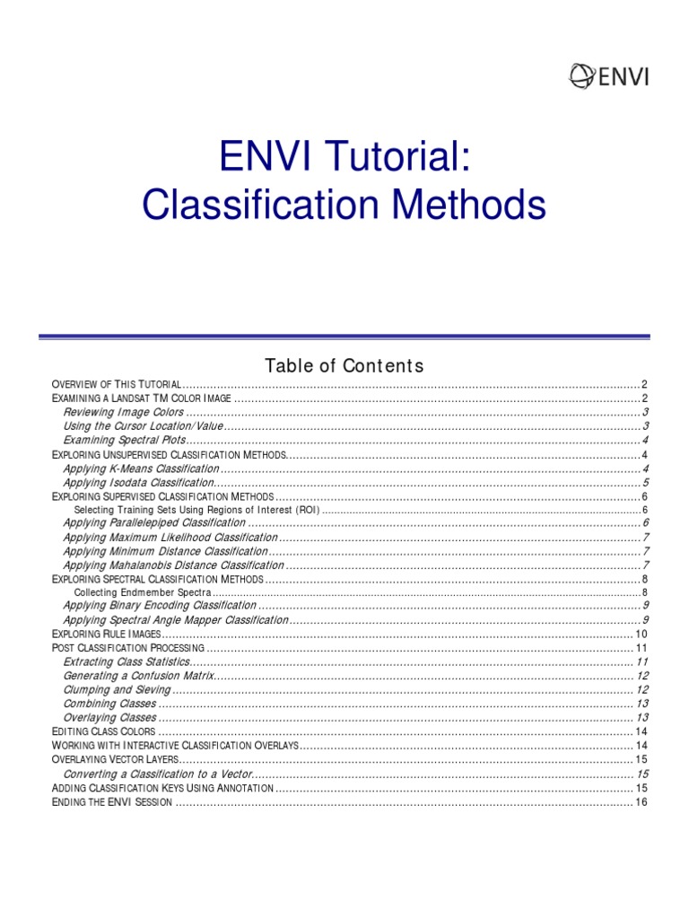 ENVI Tutorial Classification Methods PDF Statistical Classification Rgb Color Model