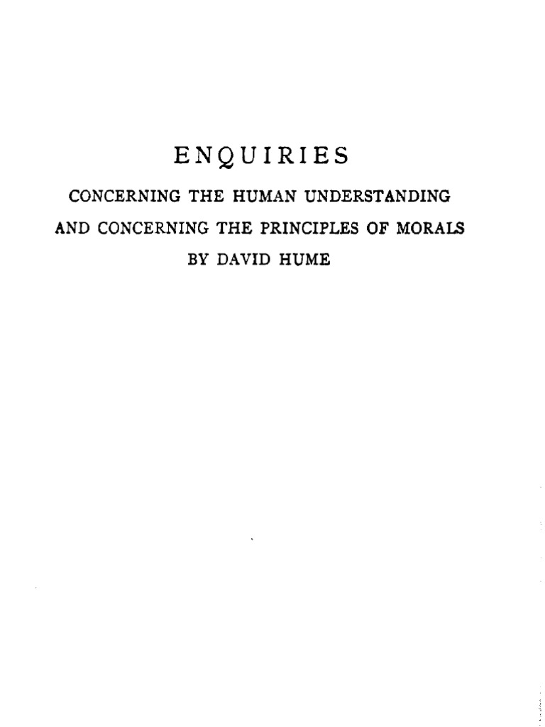 HUME, David. An Enquiry Concerning Human Understanding (Facsimile ...