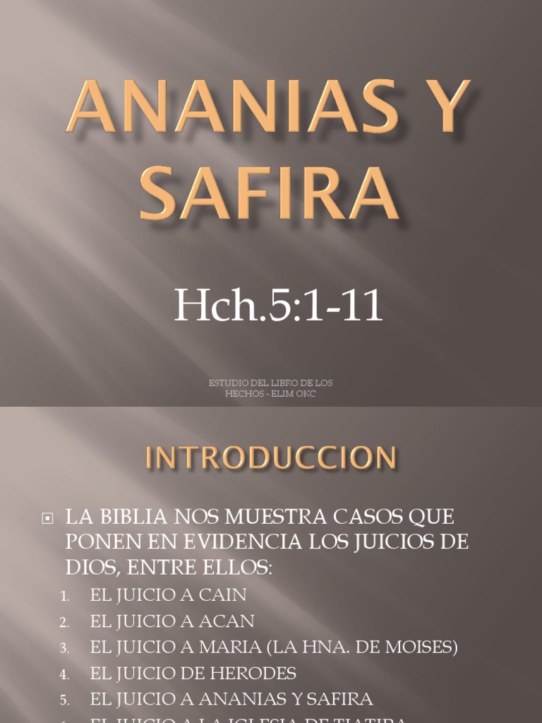 Ananias y Safira San Pedro Verdad