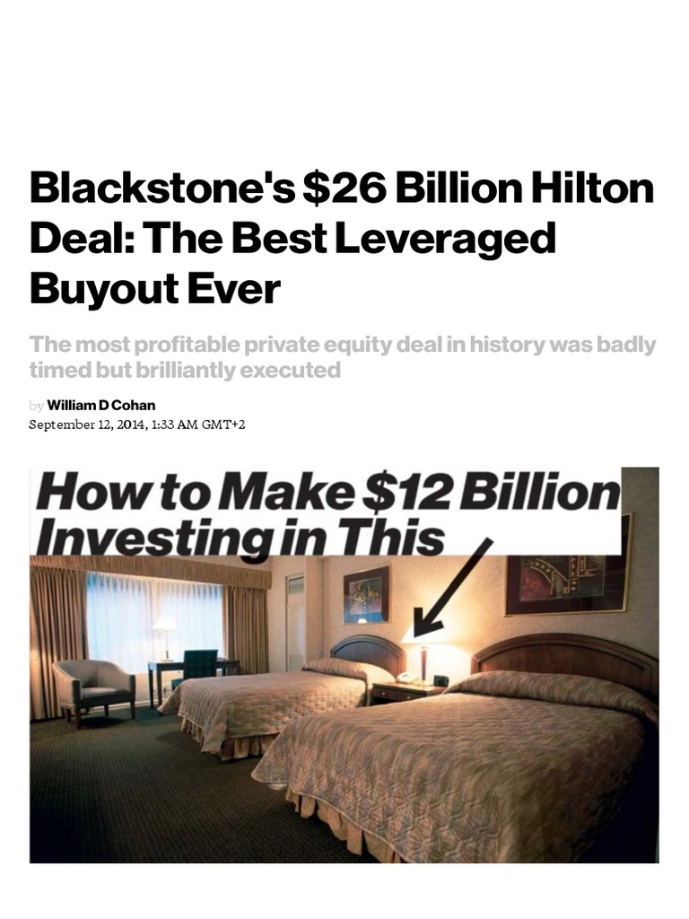 Blackstone's Hilton Deal Best Leveraged Buyout Ever Bloomberg PDF