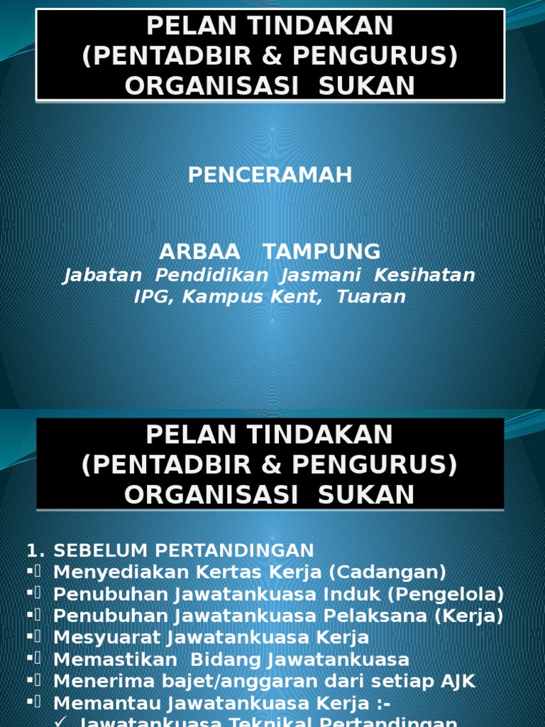 Pelan Tindakan Mengurus Mentadbir Sukan Pdf