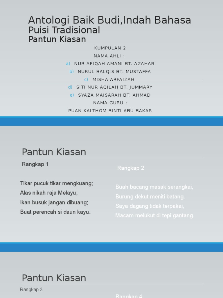 Antologi Pantun Kiasan Tingkatan 2