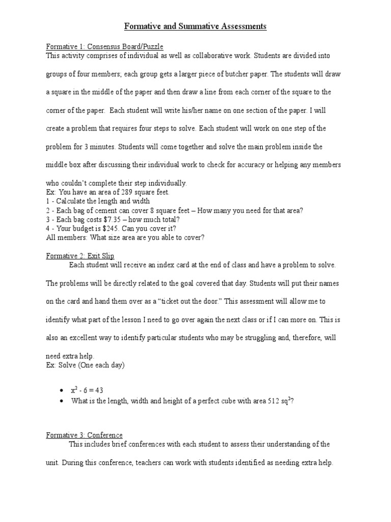 Formative and Summative Assessments | PDF | Career & Growth | Art