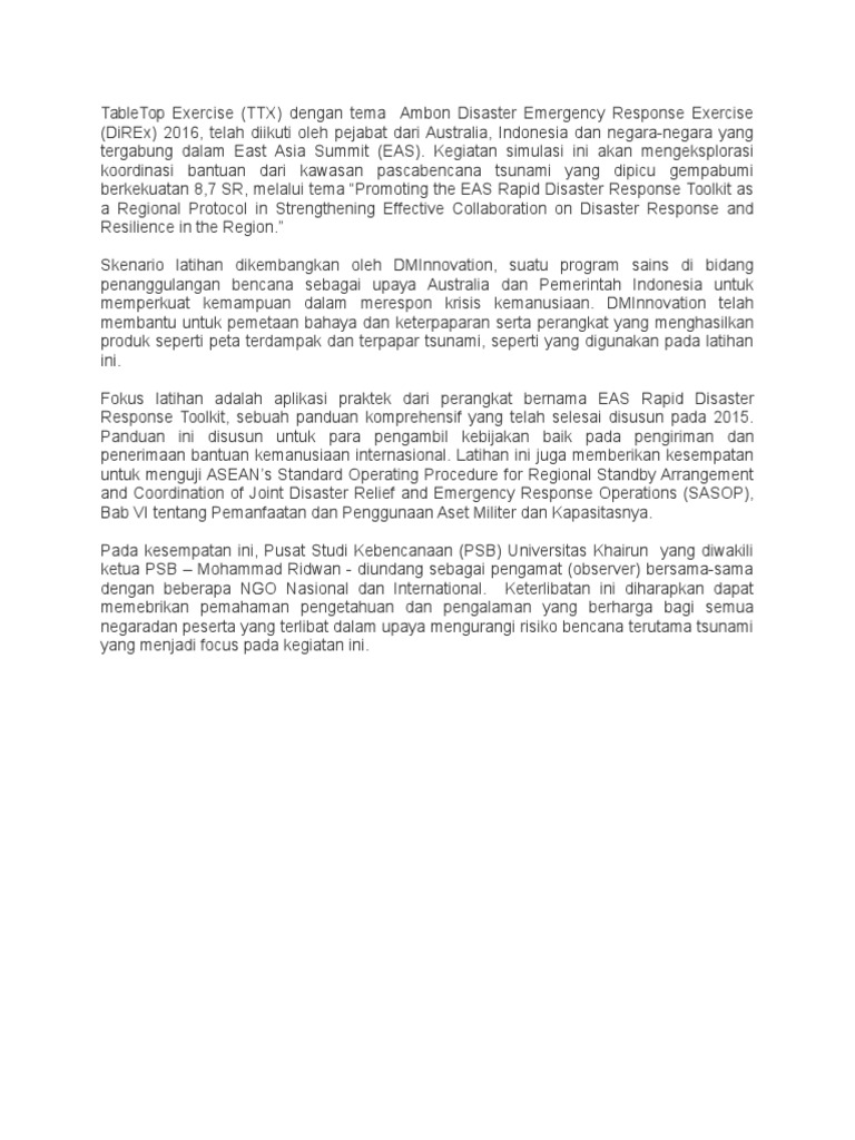 TableTop Exercise | PDF