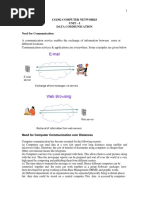 Cs1302 Computer Networks Unit - I Data Communication Need For Communication