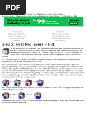 Advanced Rubik's Cube_ Fridrich First Two Layers - F2L