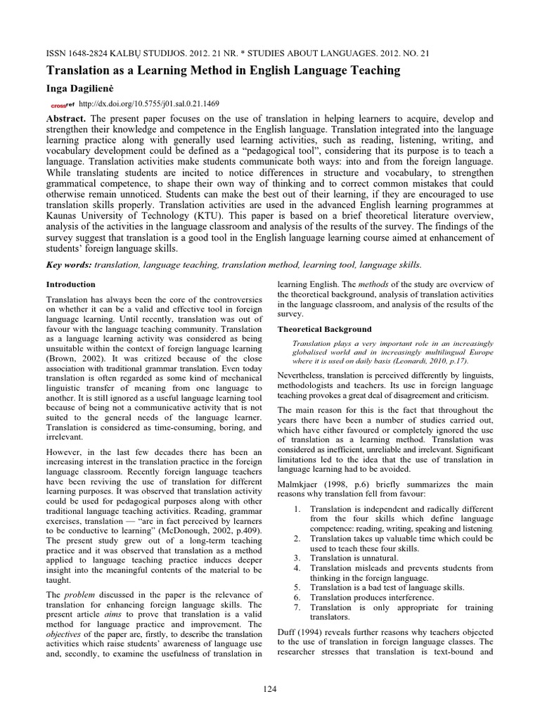 Translation in English Language Teaching | PDF | Language Education ...