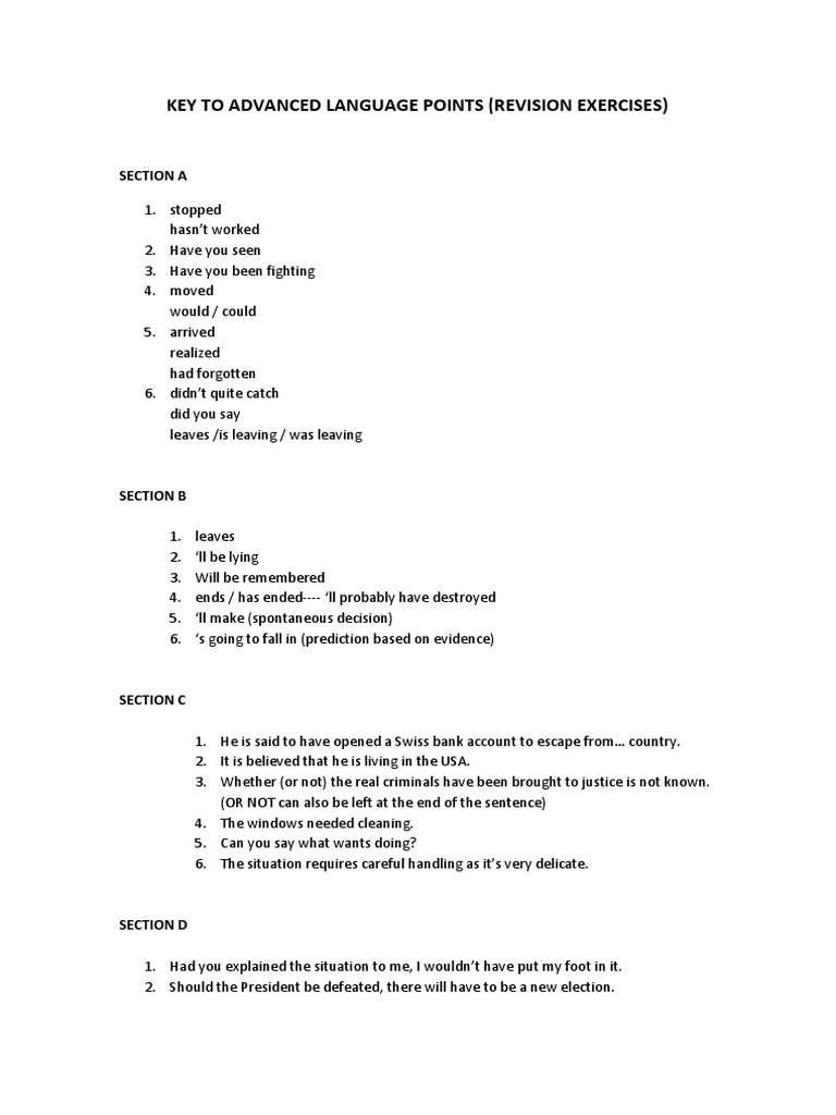Advanced Language Points Revision Guide | PDF | Violence
