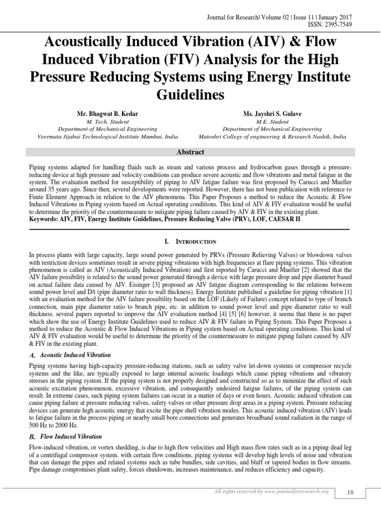 Acoustically Induced Vibration Aiv Flow Induced Vibration Fiv